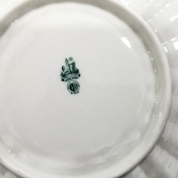 Belleek Neptune Yellow Luster Shell Serving Platter Cake Plate Vintage - Picture 3 of 4